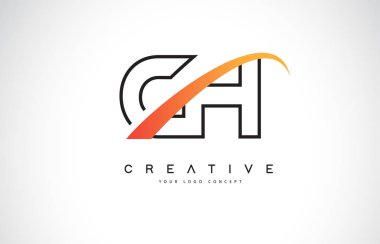 Ch C H Swoosh mektup Logo tasarımı Modern sarı ile Swoosh eğik çizgiler vektör çizim.