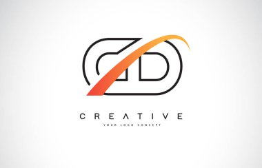 CD C D Swoosh mektup Logo tasarımı Modern sarı ile Swoosh eğik çizgiler vektör çizim.