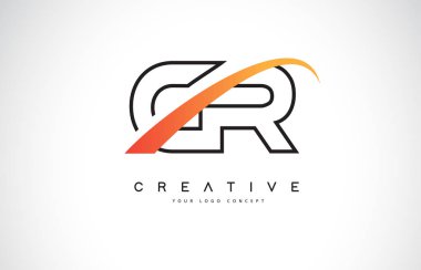 Cr C R Swoosh mektup Logo tasarımı Modern sarı ile Swoosh eğik çizgiler vektör çizim.