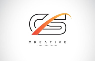 CS C S Swoosh mektup Logo tasarımı Modern sarı ile Swoosh eğik çizgiler vektör çizim.
