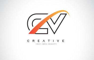 CV C V Swoosh mektup Logo tasarımı Modern sarı ile Swoosh eğik çizgiler vektör çizim.