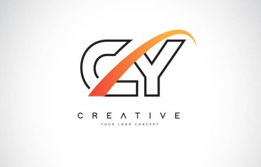 Cy C Y Swoosh mektup Logo tasarımı Modern sarı ile Swoosh eğik çizgiler vektör çizim.