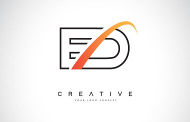 Ed E D Swoosh mektup Logo tasarımı Modern sarı ile Swoosh eğik çizgiler vektör çizim.