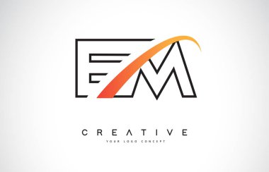 Em E M Swoosh mektup Logo tasarımı Modern sarı ile Swoosh eğik çizgiler vektör çizim.