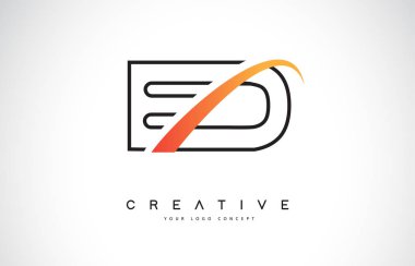 EO E O Swoosh mektup Logo tasarımı Modern sarı ile Swoosh eğik çizgiler vektör çizim.