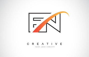 Tr E N Swoosh mektup Logo tasarımı Modern sarı ile Swoosh eğik çizgiler vektör çizim.