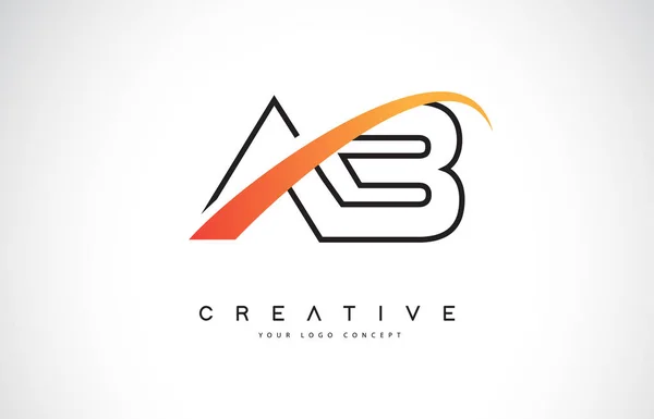 Brief Swoosh Logo Ontwerp Met Moderne Gele Swoosh Gebogen Lijnen — Stockvector