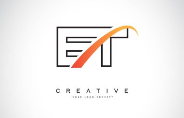 Et E T Swoosh mektup Logo tasarımı Modern sarı ile Swoosh eğik çizgiler vektör çizim.