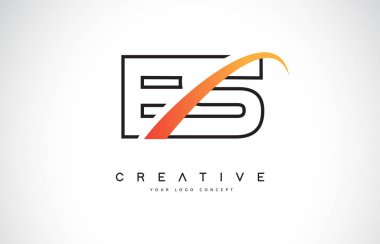 Es E S Swoosh mektup Logo tasarımı Modern sarı ile Swoosh eğik çizgiler vektör çizim.