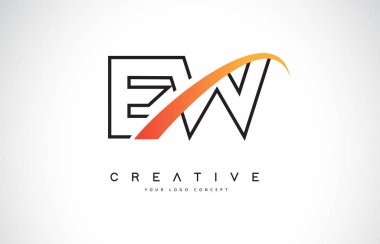 EW E W Swoosh mektup Logo tasarımı Modern sarı ile Swoosh eğik çizgiler vektör çizim.