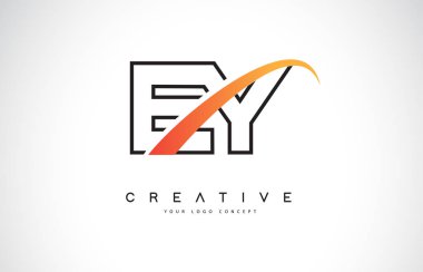 Ey E Y Swoosh mektup Logo tasarımı Modern sarı ile Swoosh eğik çizgiler vektör çizim.