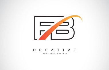 Fb F B Swoosh mektup Logo tasarımı Modern sarı ile Swoosh eğik çizgiler vektör çizim.