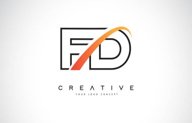 FD F D Swoosh mektup Logo tasarımı Modern sarı ile Swoosh eğik çizgiler vektör çizim.