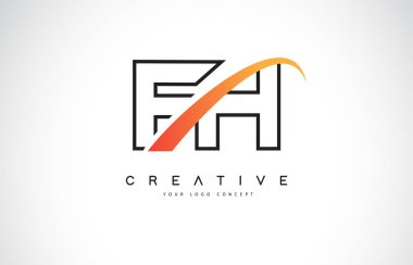 FH F H Swoosh mektup Logo tasarımı Modern sarı ile Swoosh eğik çizgiler vektör çizim.