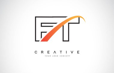 Ft F T Swoosh mektup Logo tasarımı Modern sarı ile Swoosh eğik çizgiler vektör çizim.