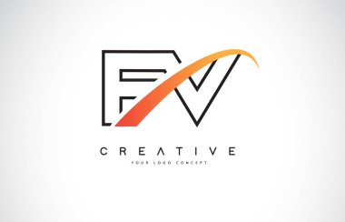 FV F V Swoosh mektup Logo tasarımı Modern sarı ile Swoosh eğik çizgiler vektör çizim.