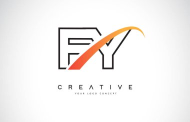 FY F Y Swoosh mektup Logo tasarımı Modern sarı ile Swoosh eğik çizgiler vektör çizim.