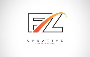 FZ F Z Swoosh mektup Logo tasarımı Modern sarı ile Swoosh eğik çizgiler vektör çizim.