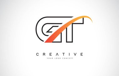 Gt G T Swoosh mektup Logo tasarımı Modern sarı ile Swoosh eğik çizgiler vektör çizim.