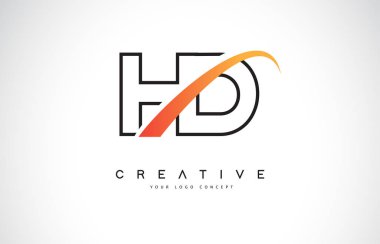 HD H D Swoosh mektup Logo tasarımı Modern sarı ile Swoosh eğik çizgiler vektör çizim.