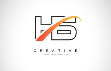 HS H S Swoosh mektup Logo tasarımı Modern sarı ile Swoosh eğik çizgiler vektör çizim.