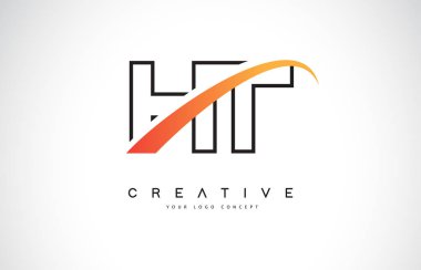 HT H T Swoosh mektup Logo tasarımı Modern sarı ile Swoosh eğik çizgiler vektör çizim.
