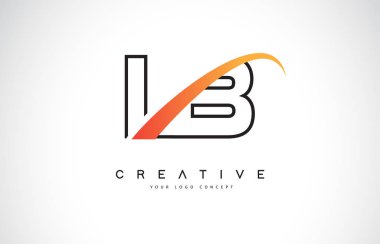 Lb L B Swoosh mektup Logo tasarımı Modern sarı ile Swoosh eğik çizgiler vektör çizim.
