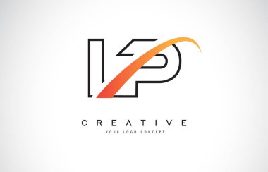LP L P Swoosh mektup Logo tasarımı Modern sarı ile Swoosh eğik çizgiler vektör çizim.