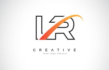LR L R Swoosh mektup Logo tasarımı Modern sarı ile Swoosh eğik çizgiler vektör çizim.