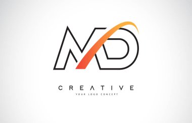 MD M D Swoosh mektup Logo tasarımı Modern sarı ile Swoosh eğik çizgiler vektör çizim.