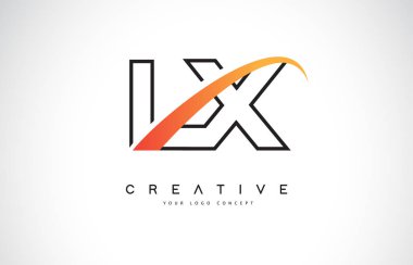 LX L X Swoosh mektup Logo tasarımı Modern sarı ile Swoosh eğik çizgiler vektör çizim.