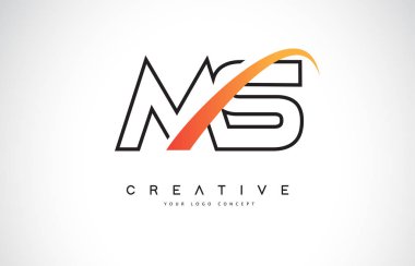 MS M S Swoosh mektup Logo tasarımı Modern sarı ile Swoosh eğik çizgiler vektör çizim.