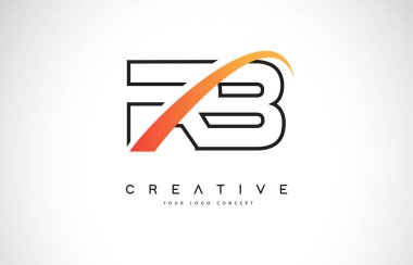 RB R B Swoosh mektup Logo tasarımı Modern sarı ile Swoosh eğik çizgiler vektör çizim.
