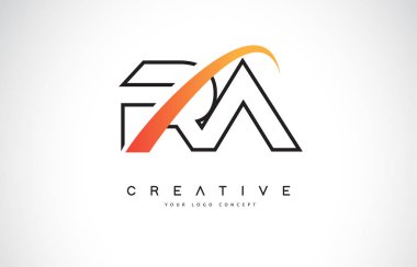 RA R bir Swoosh mektup Logo tasarımı Modern sarı ile eğik çizgiler vektör çizim Swoosh.