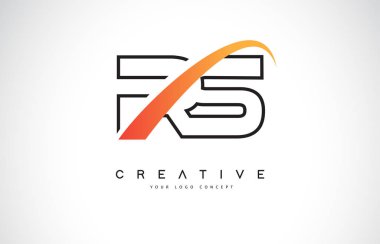 RS R S Swoosh mektup Logo tasarımı Modern sarı ile Swoosh eğik çizgiler vektör çizim.