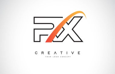 RX R X Swoosh mektup Logo tasarımı Modern sarı ile eğik çizgiler vektör çizim Swoosh.