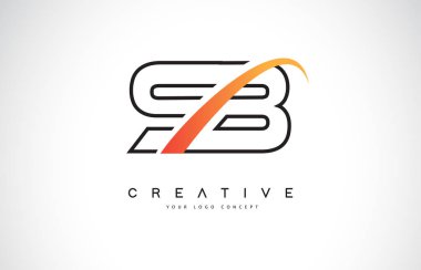SB S B Swoosh mektup Logo tasarımı Modern sarı ile Swoosh eğik çizgiler vektör çizim.
