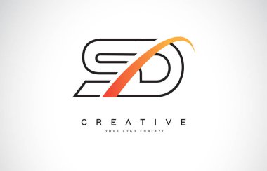 SD S D Swoosh mektup Logo tasarımı Modern sarı ile Swoosh eğik çizgiler vektör çizim.