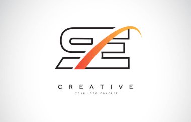 SE S E Swoosh mektup Logo tasarımı Modern sarı ile Swoosh eğik çizgiler vektör çizim.