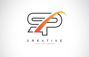 SP S P Swoosh mektup Logo tasarımı Modern sarı ile Swoosh eğik çizgiler vektör çizim.