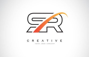 SR S R Swoosh mektup Logo tasarımı Modern sarı ile Swoosh eğik çizgiler vektör çizim.