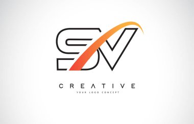 ZF S V Swoosh mektup Logo tasarımı Modern sarı ile Swoosh eğik çizgiler vektör çizim.