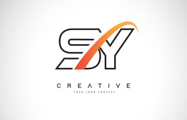 Sy S Y Swoosh mektup Logo tasarımı Modern sarı ile Swoosh eğik çizgiler vektör çizim.
