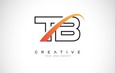 TB T B Swoosh mektup Logo tasarımı Modern sarı ile Swoosh eğik çizgiler vektör çizim.
