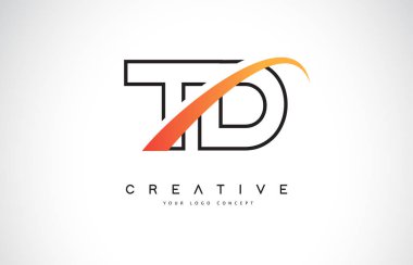TD T D Swoosh mektup Logo tasarımı Modern sarı ile Swoosh eğik çizgiler vektör çizim.