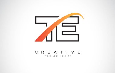 Te T E Swoosh mektup Logo tasarımı Modern sarı ile Swoosh eğik çizgiler vektör çizim.