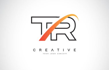 Tr T R Swoosh mektup Logo tasarımı Modern sarı ile Swoosh eğik çizgiler vektör çizim.