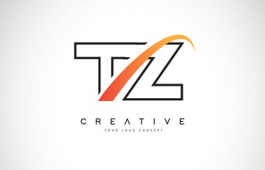TZ T Z Swoosh mektup Logo tasarımı Modern sarı ile Swoosh eğik çizgiler vektör çizim.