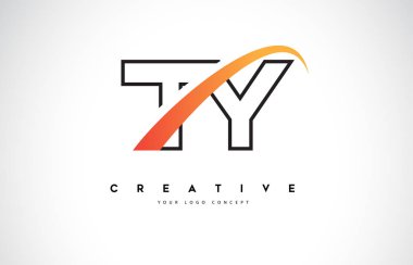 Ty T Y Swoosh mektup Logo tasarımı Modern sarı ile Swoosh eğik çizgiler vektör çizim.