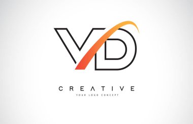 Vd V D Swoosh mektup Logo tasarımı Modern sarı ile Swoosh eğik çizgiler vektör çizim.